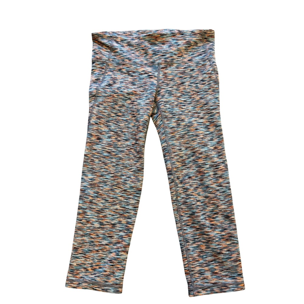 GapFit gFast Space Dye Cropped Leggings XS Turquoise Blue Orange 180442-01‎